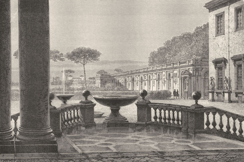 ROME. View from Portico of Academy 1872 old antique vintage print picture